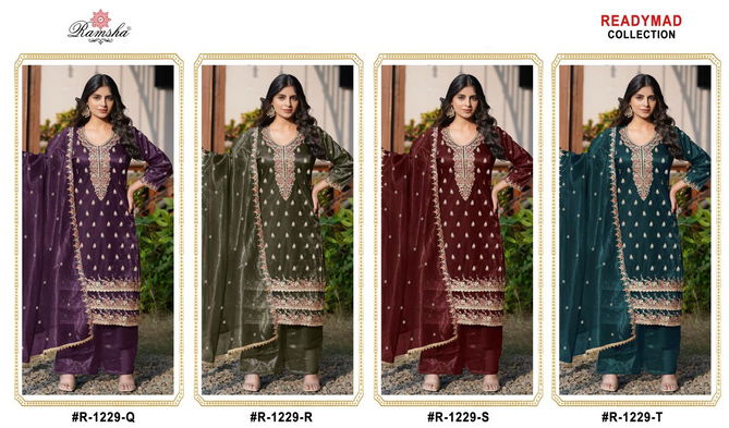 R 1229 Nx By Ramsha Simmer Embroidery Pakistani Readymade Suits Online Wholesale